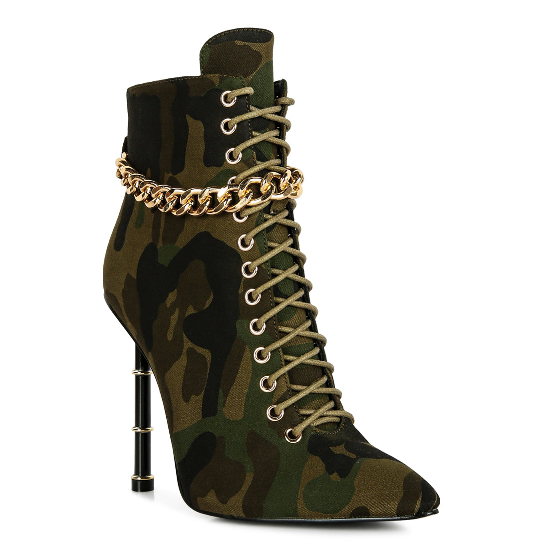 moulin ringed stiletto camouflage ankle boot#color_olive
