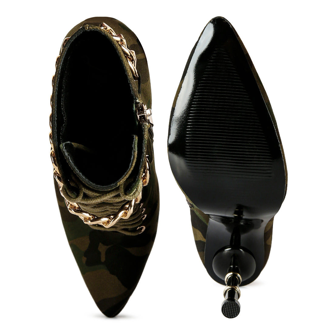 moulin ringed stiletto camouflage ankle boot#color_olive