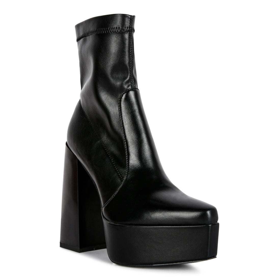 whippers patent pu high platform ankle boots#color_black