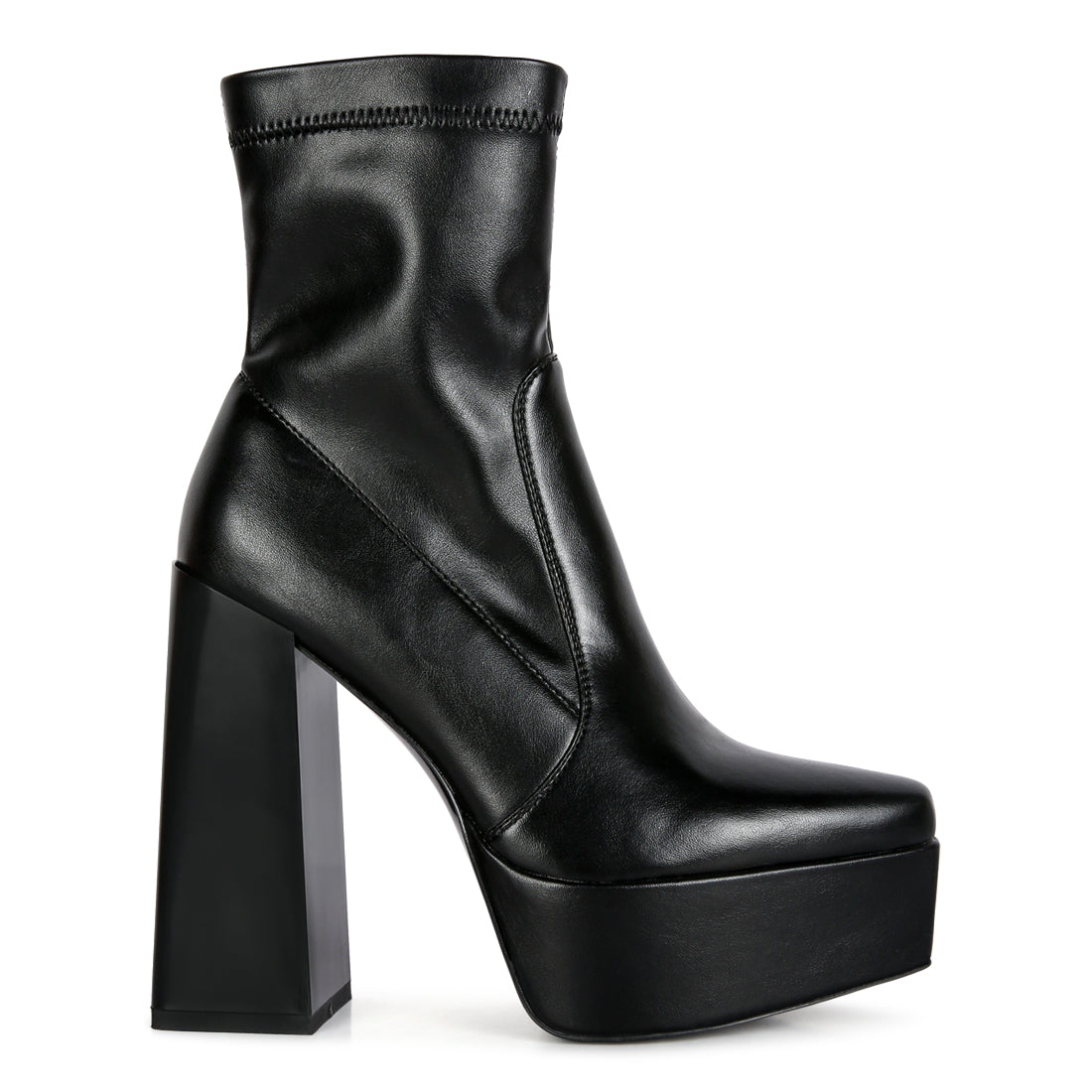 whippers patent pu high platform ankle boots#color_black