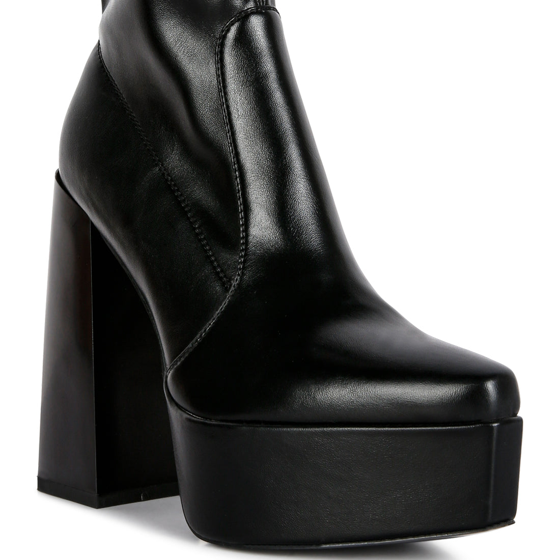 whippers patent pu high platform ankle boots#color_black