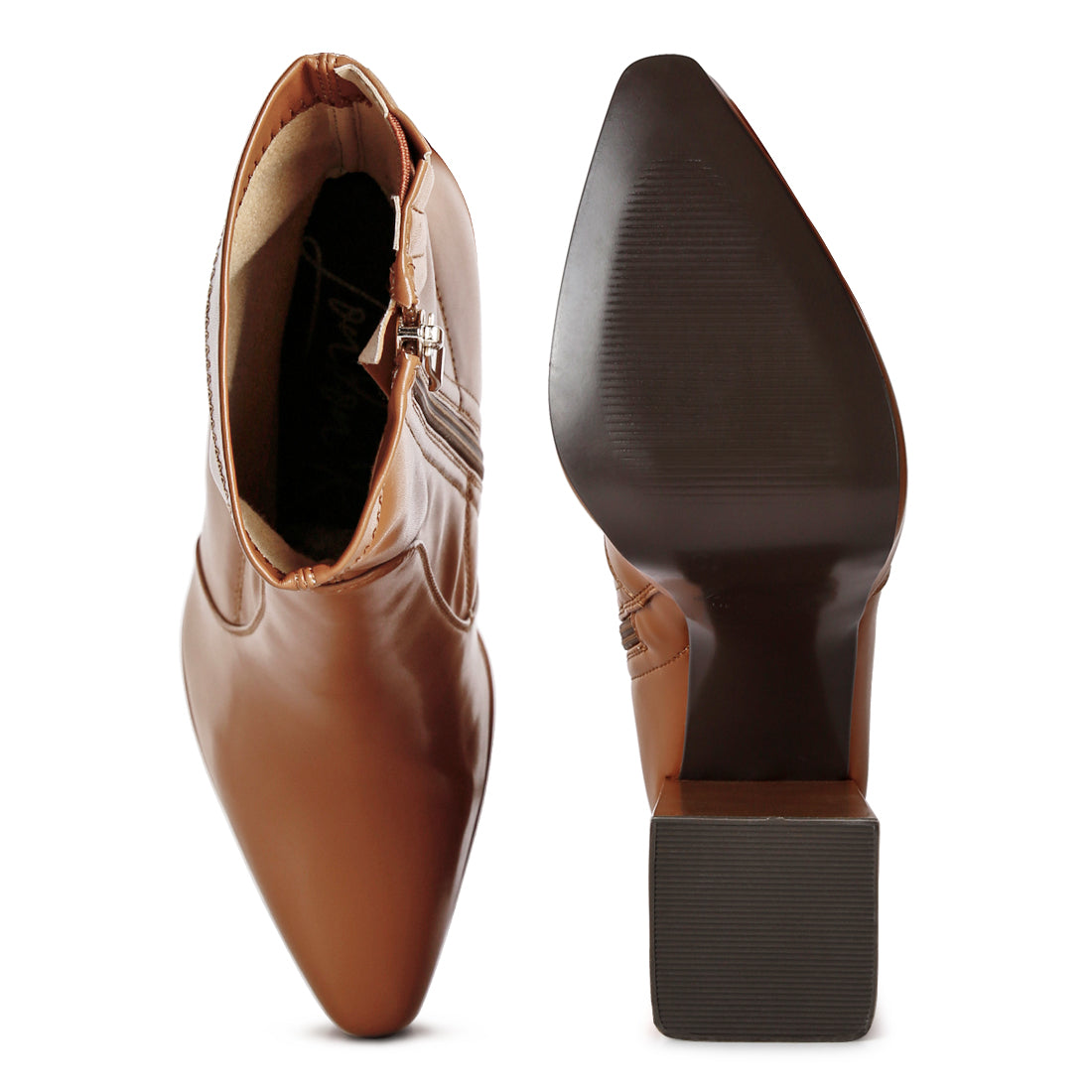 Tan Whippers Patent Pu High Platform Ankle Boots