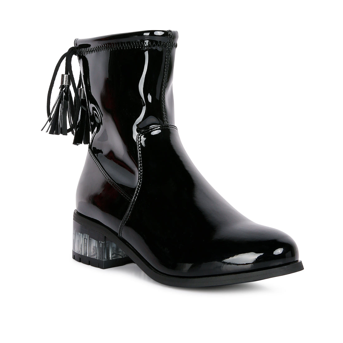 cheer leader tassels detail ankle boots#color_black