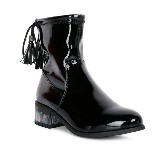 cheer leader tassels detail ankle boots#color_black