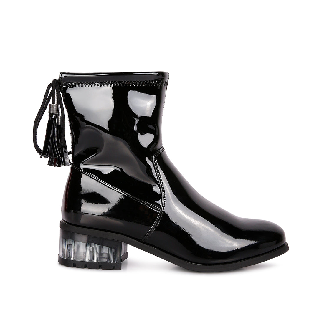 cheer leader tassels detail ankle boots#color_black