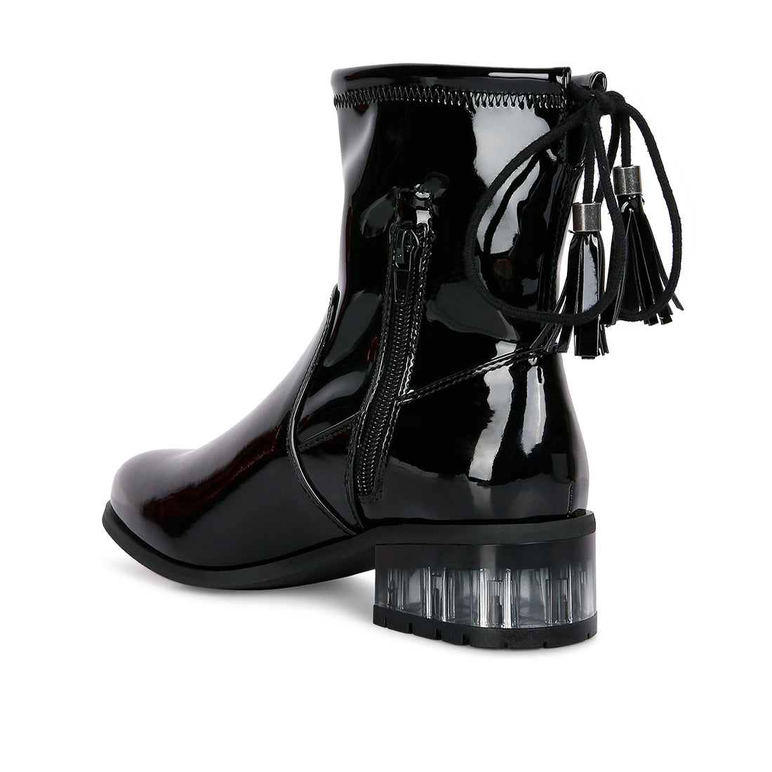 cheer leader tassels detail ankle boots#color_black