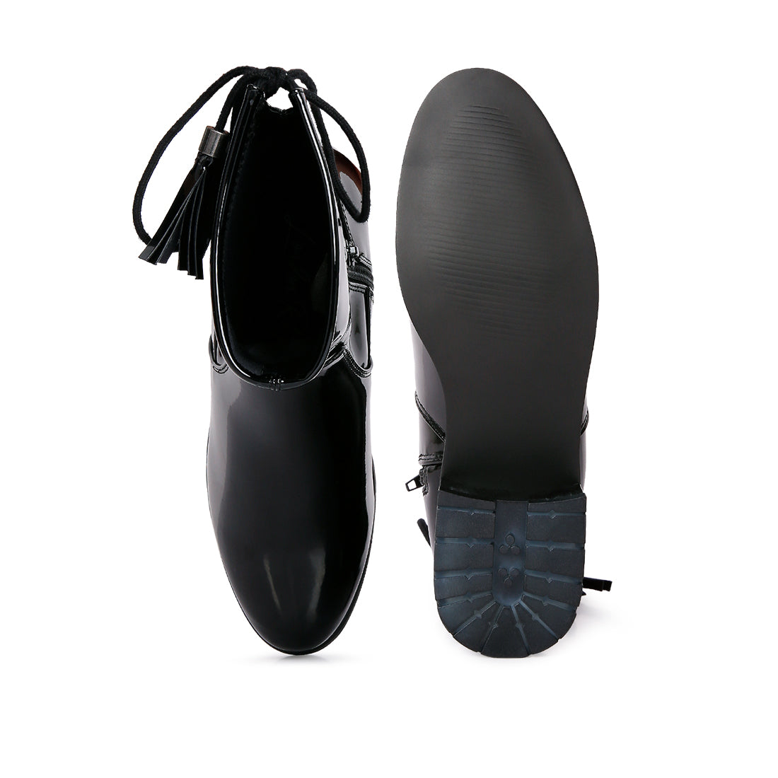 cheer leader tassels detail ankle boots#color_black