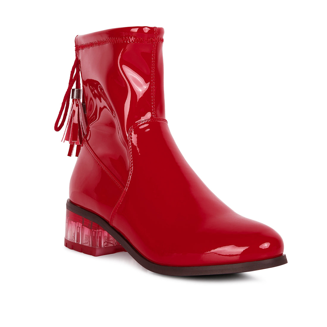 cheer leader tassels detail ankle boots#color_red