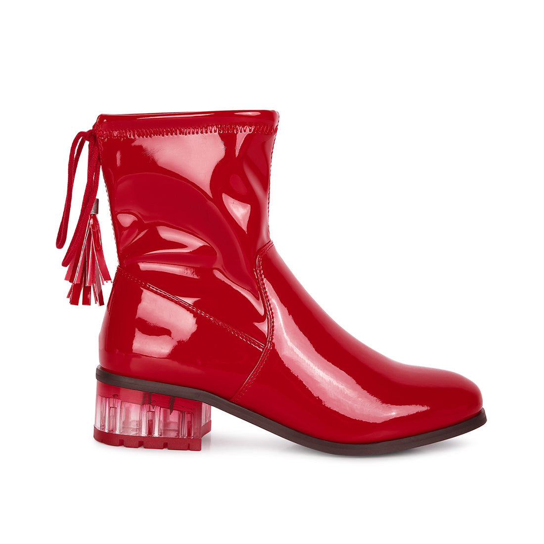 cheer leader tassels detail ankle boots#color_red