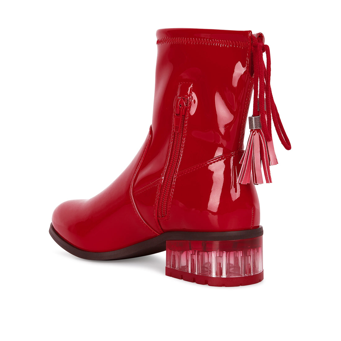 cheer leader tassels detail ankle boots#color_red