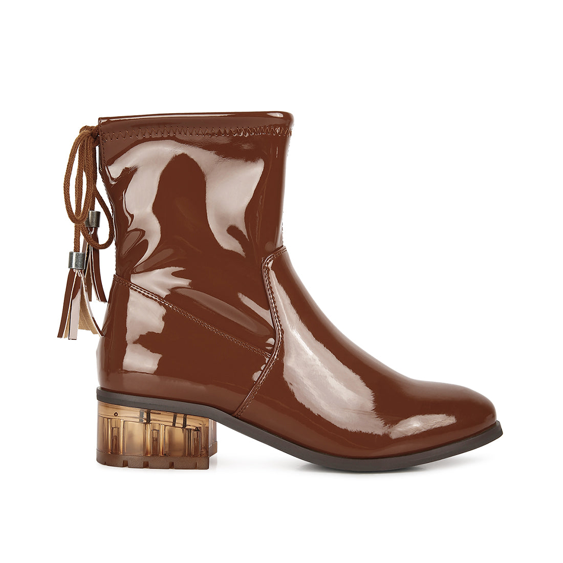 cheer leader tassels detail ankle boots#color_tan