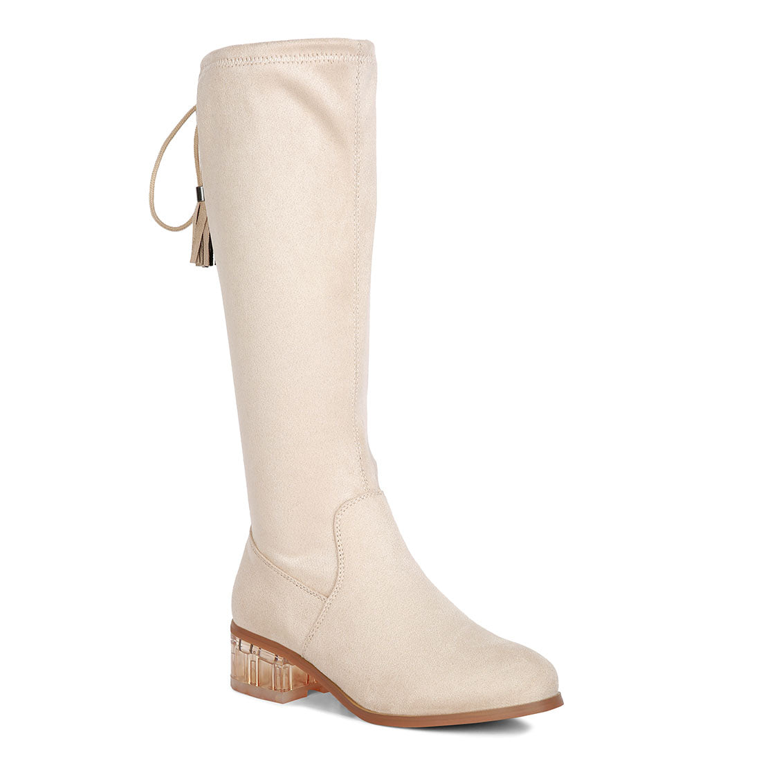 francesca tassels detail short heel calf boot#color_beige