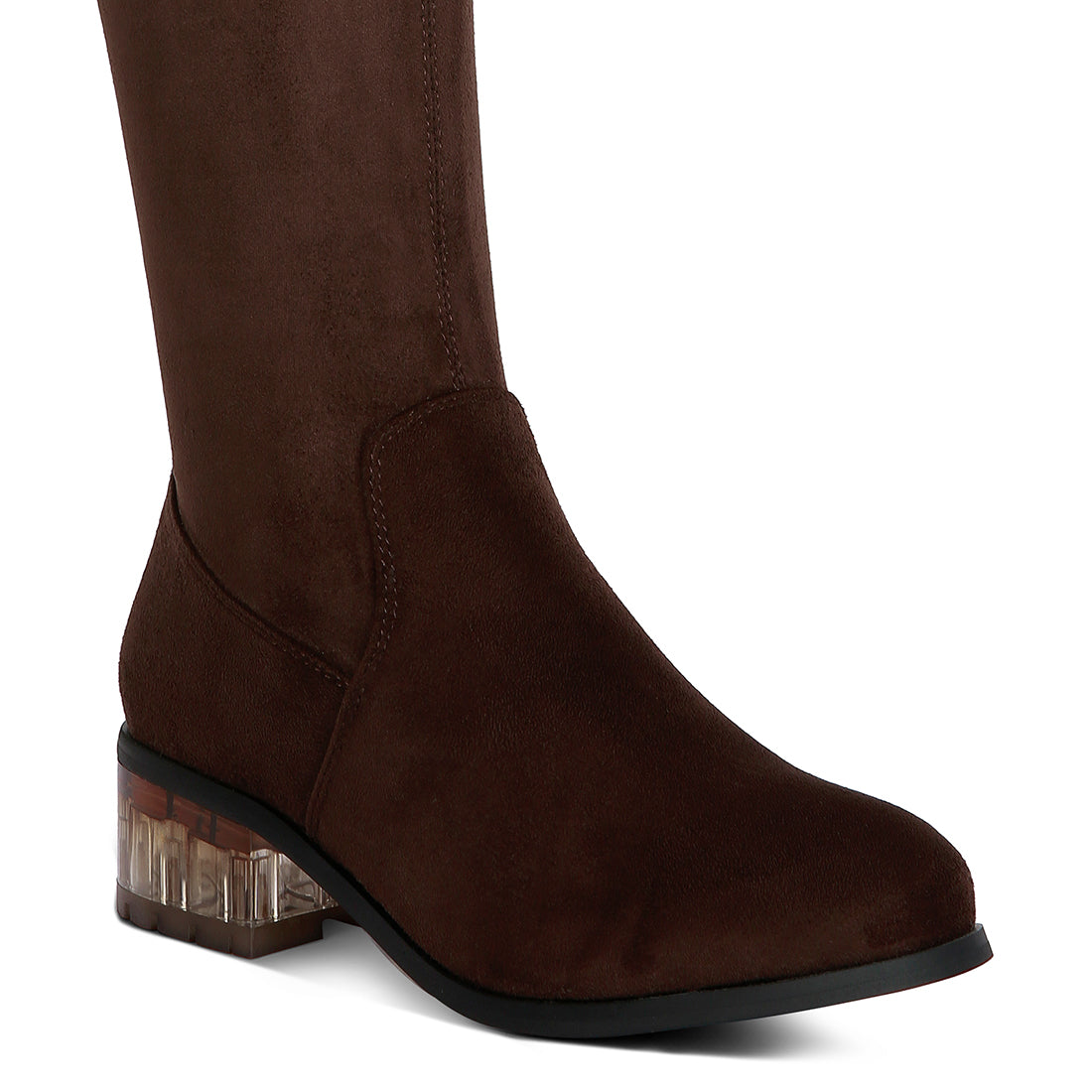 francesca tassels detail short heel calf boot#color_brown