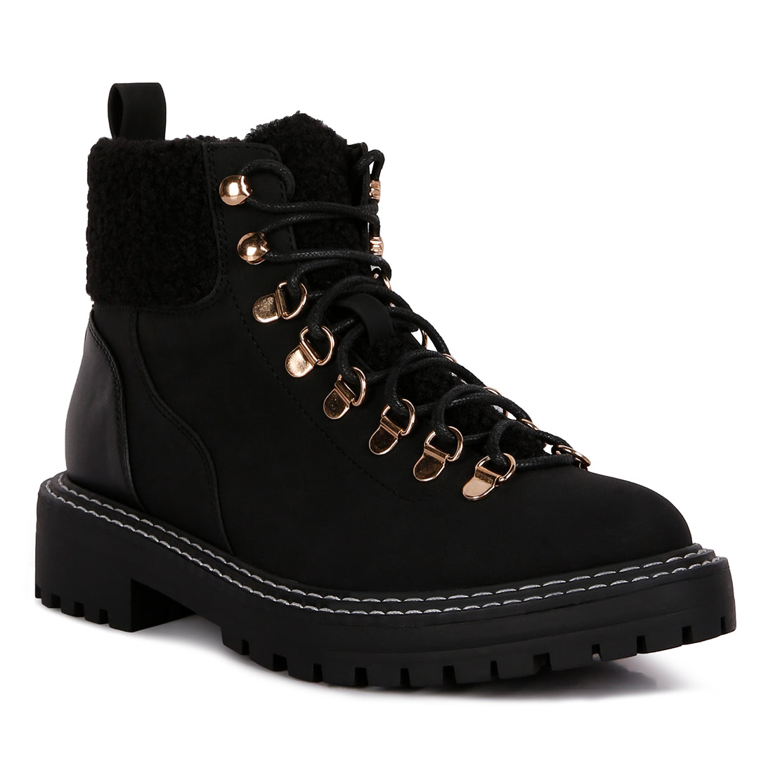 Black Gatlinburg Shearling Collar Ankle Boot