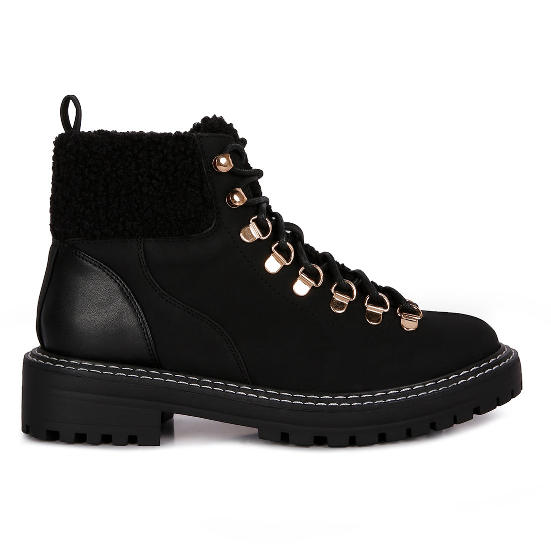 Black Gatlinburg Shearling Collar Ankle Boot