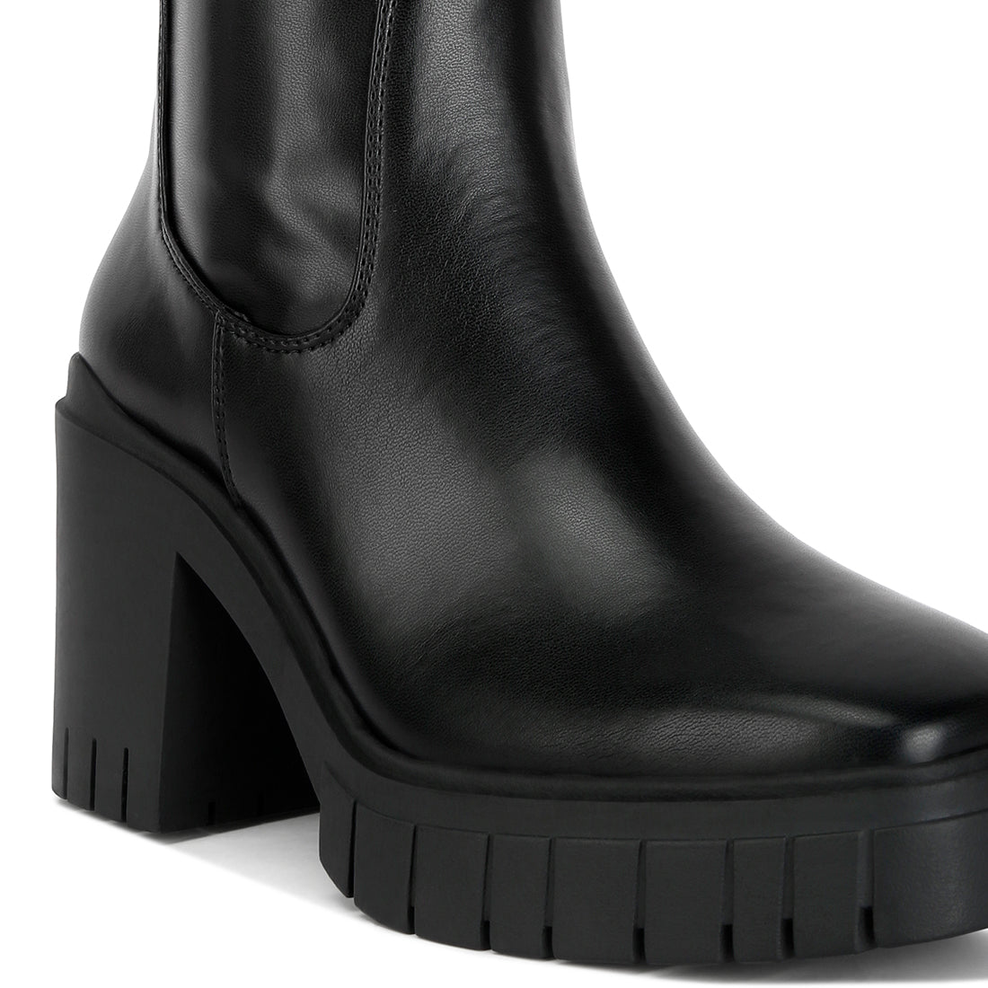 platform heeled ankle boot#color_black