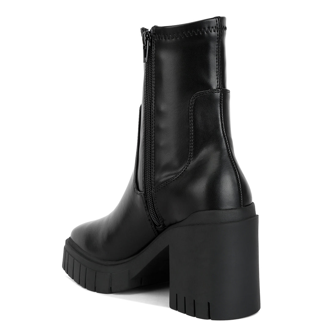 platform heeled ankle boot#color_black