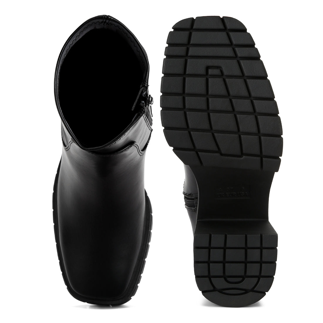 platform heeled ankle boot#color_black