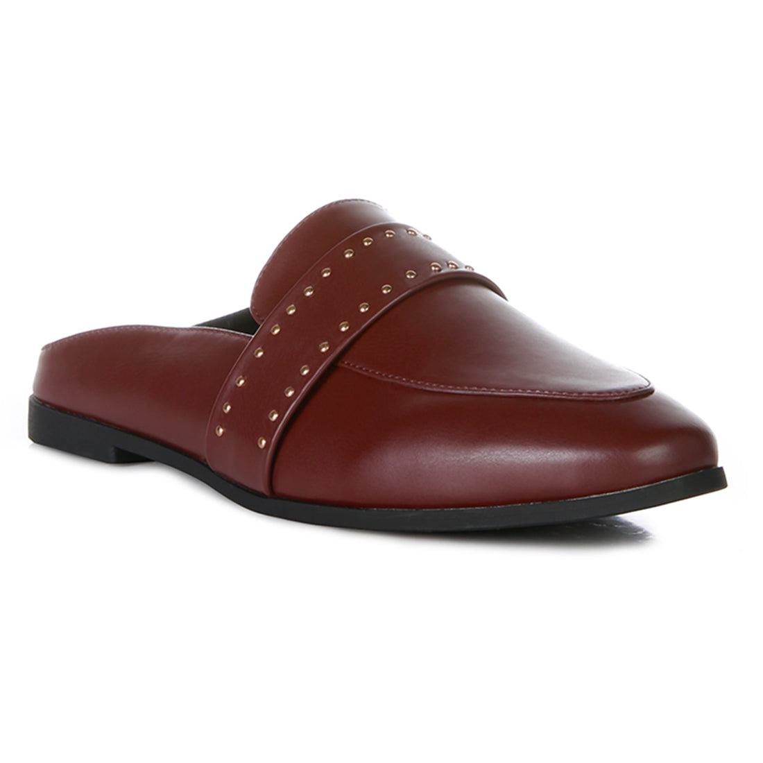 Walkout Studded Flat Mules#color_burgundy