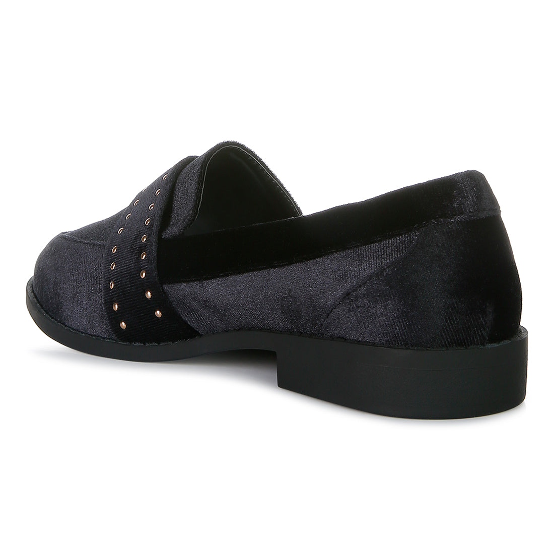 walkin stud detail velvet loafers#color_black