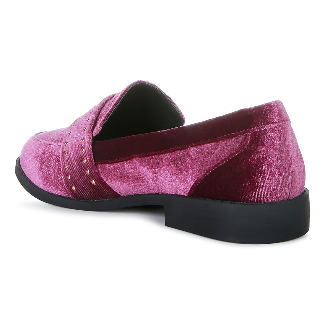 walkin stud detail velvet loafers#color_burgundy
