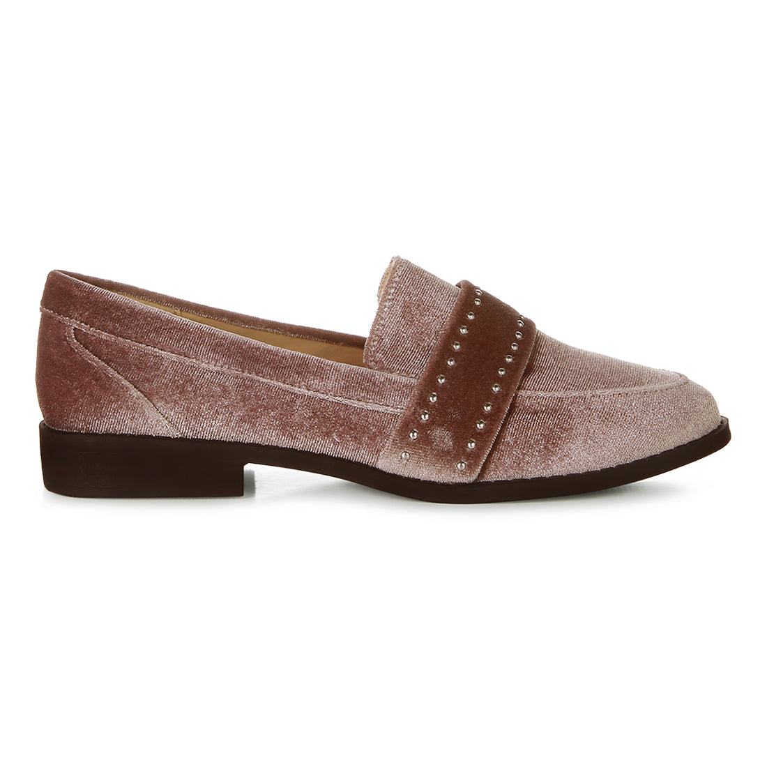 walkin stud detail velvet loafers#color_taupe