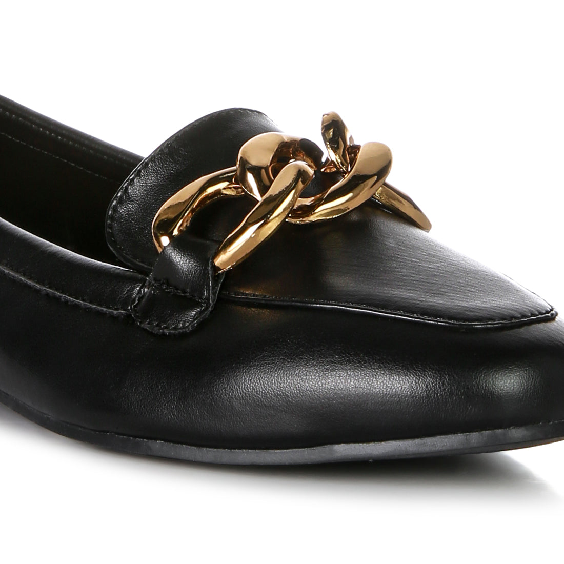 chunky metal chain loafers#color_black