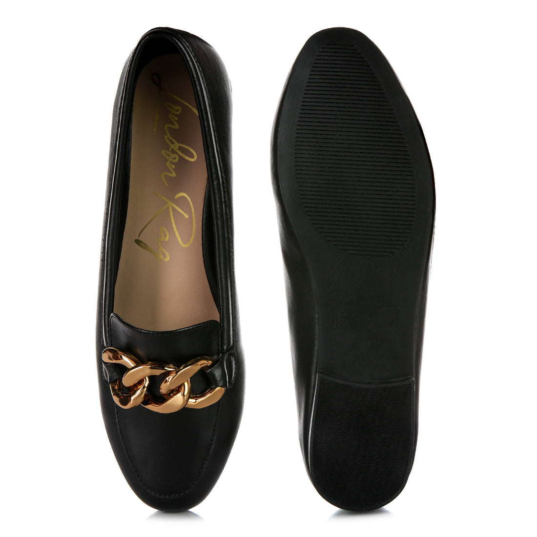 chunky metal chain loafers#color_black