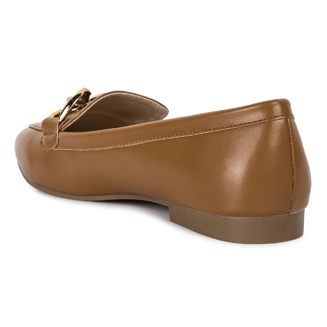 chunky metal chain loafers#color_tan