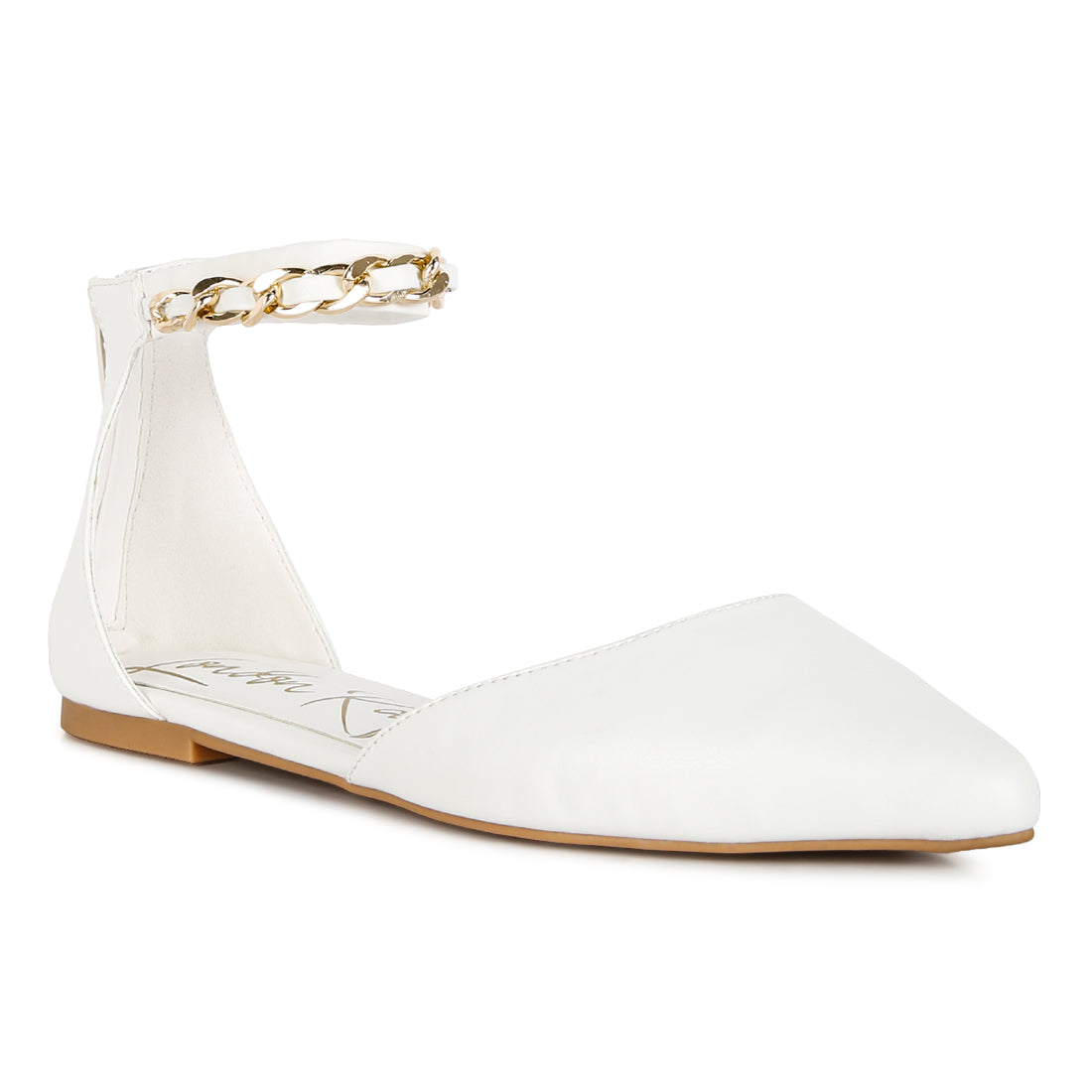 zurich slingback chain detail flats#color_white