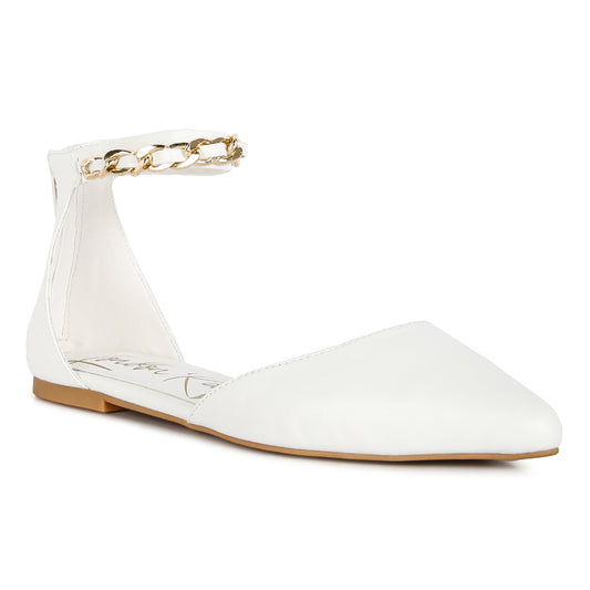 zurich slingback chain detail flats#color_white