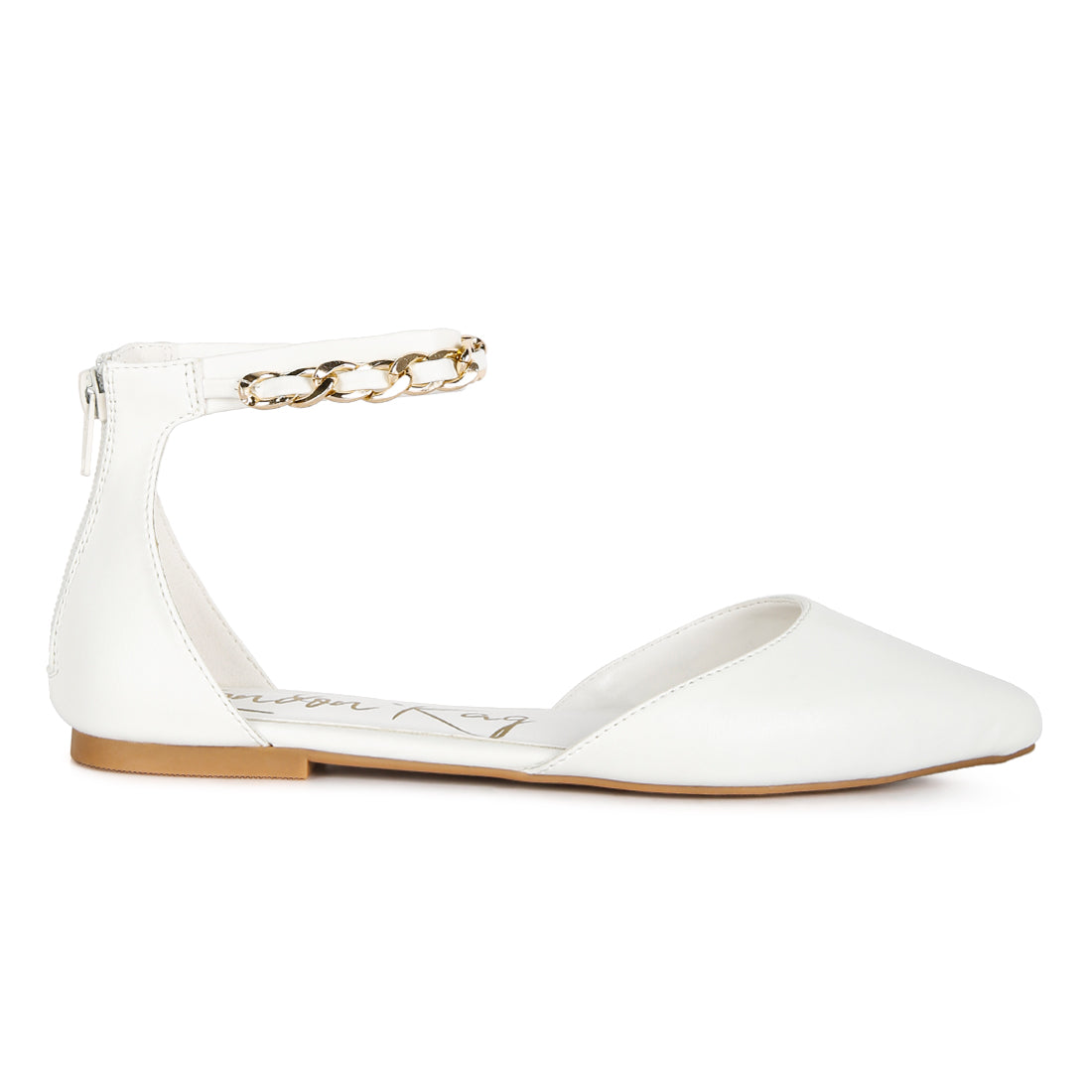 zurich slingback chain detail flats#color_white