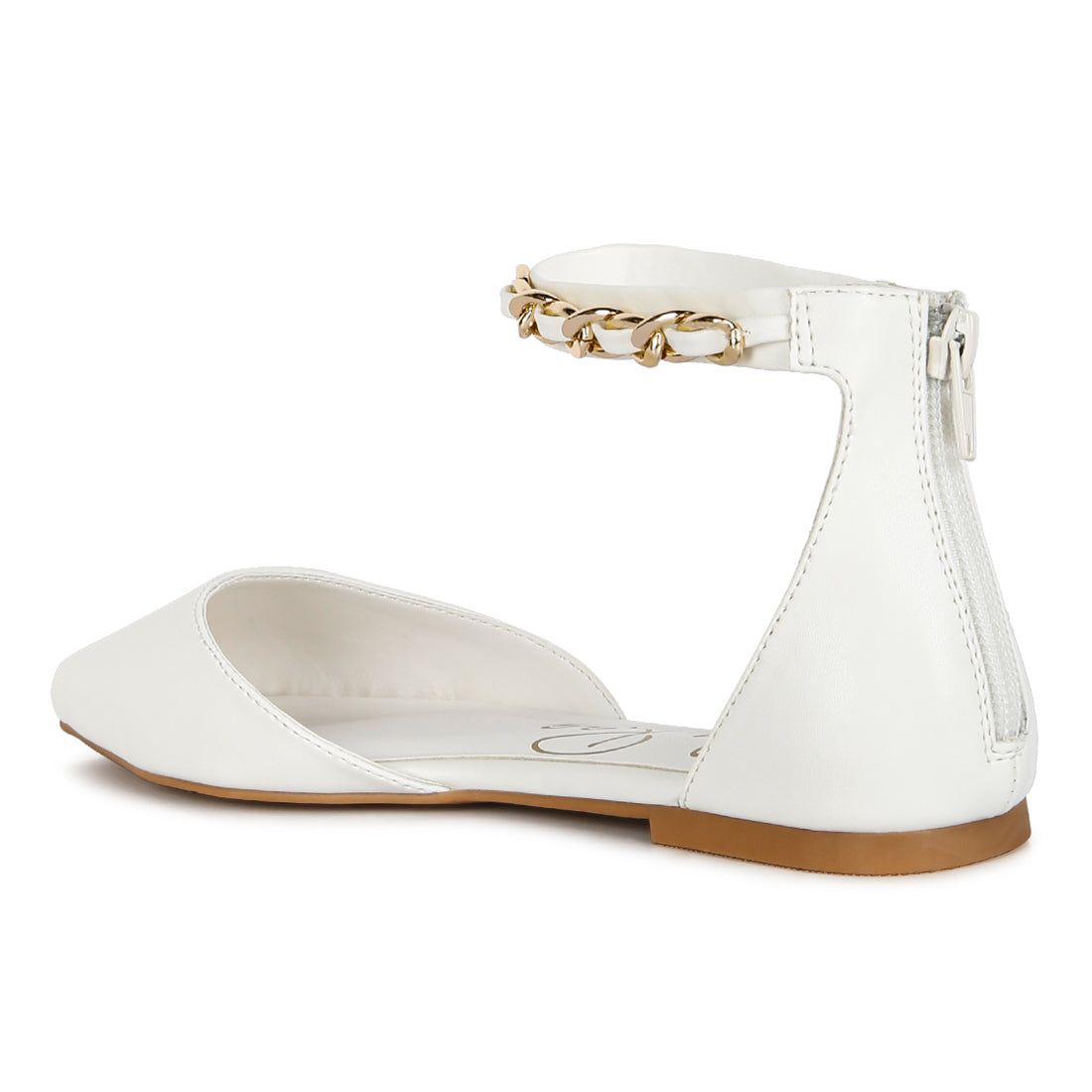 zurich slingback chain detail flats#color_white