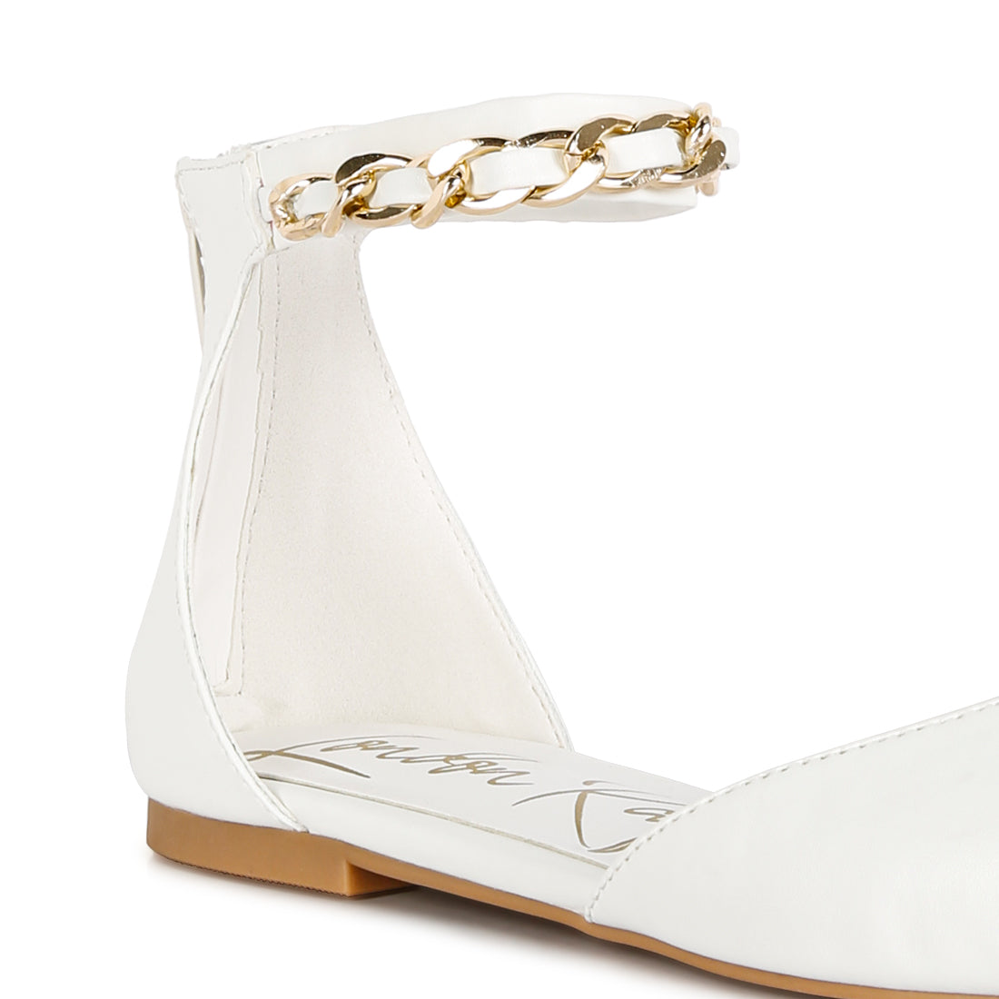 zurich slingback chain detail flats#color_white