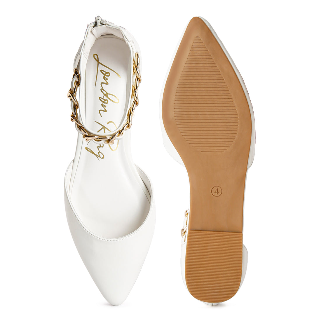 zurich slingback chain detail flats#color_white