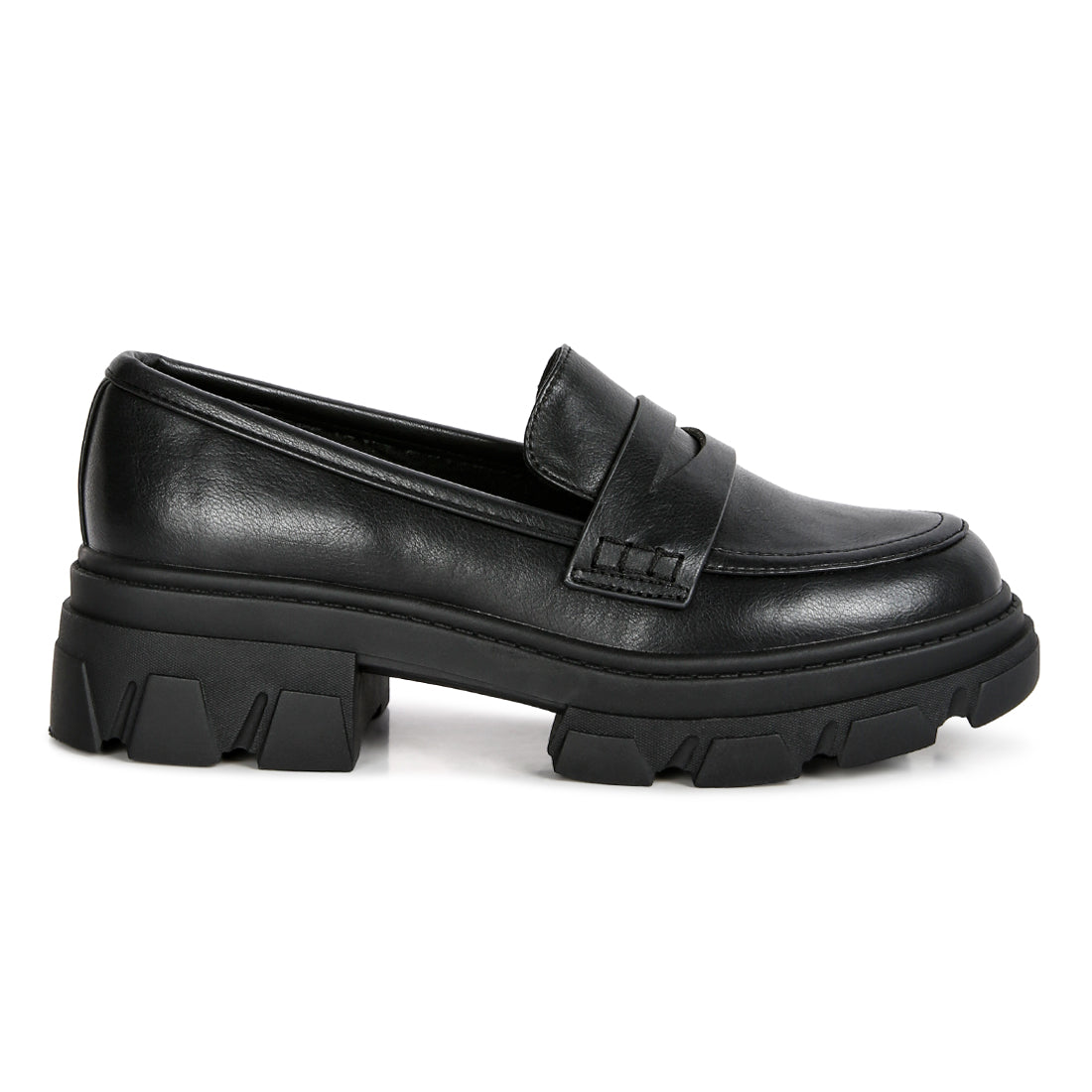 wagon platform heel loafers#color_black