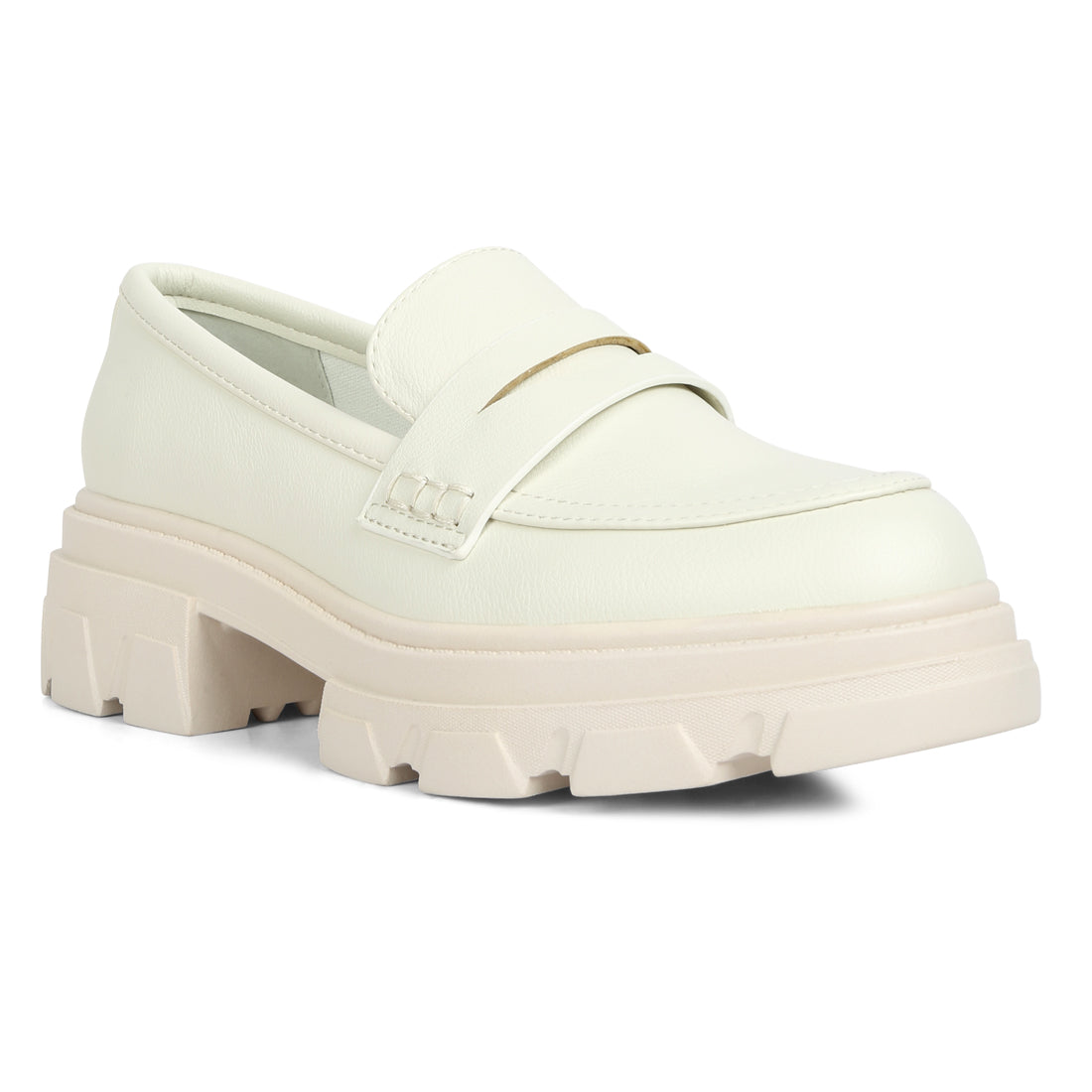 wagon platform heel loafers#color_beige