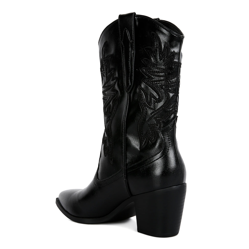 western cowboy ankle boot#color_black