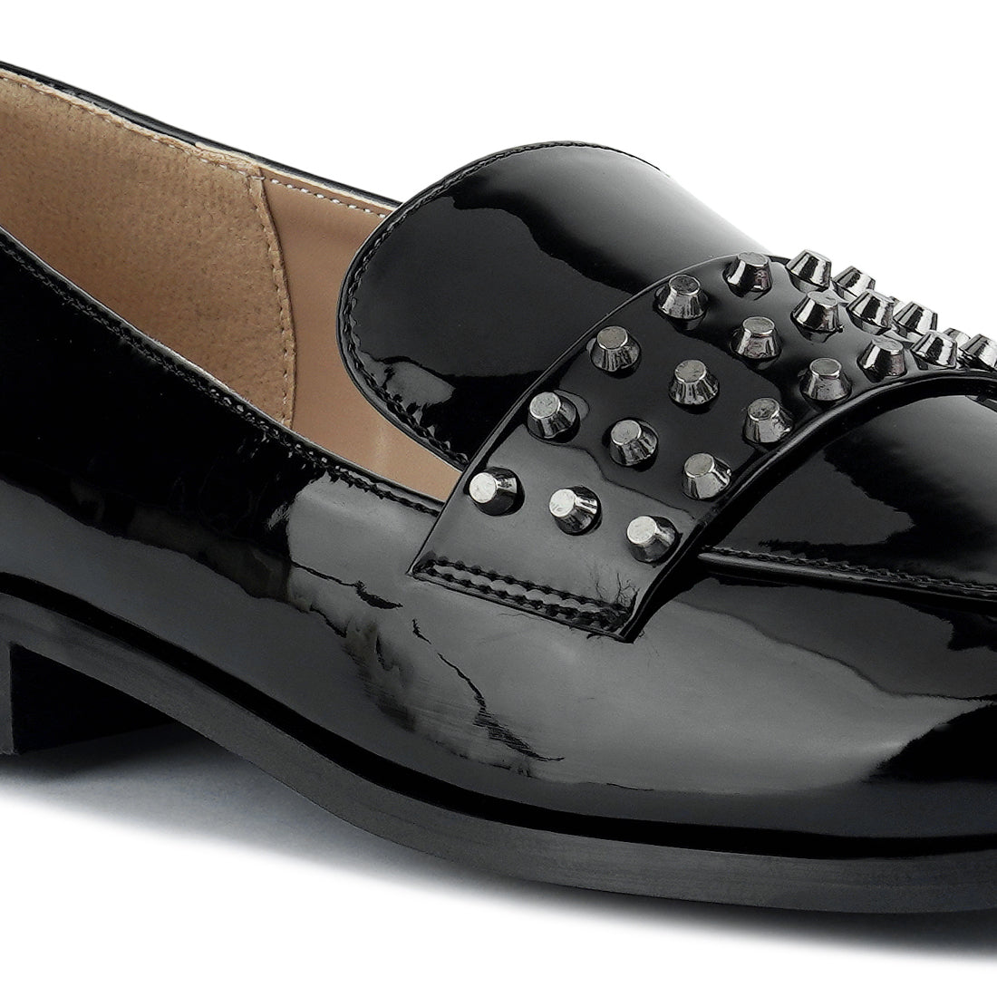 Semicasual Stud Detail Patent Loafers