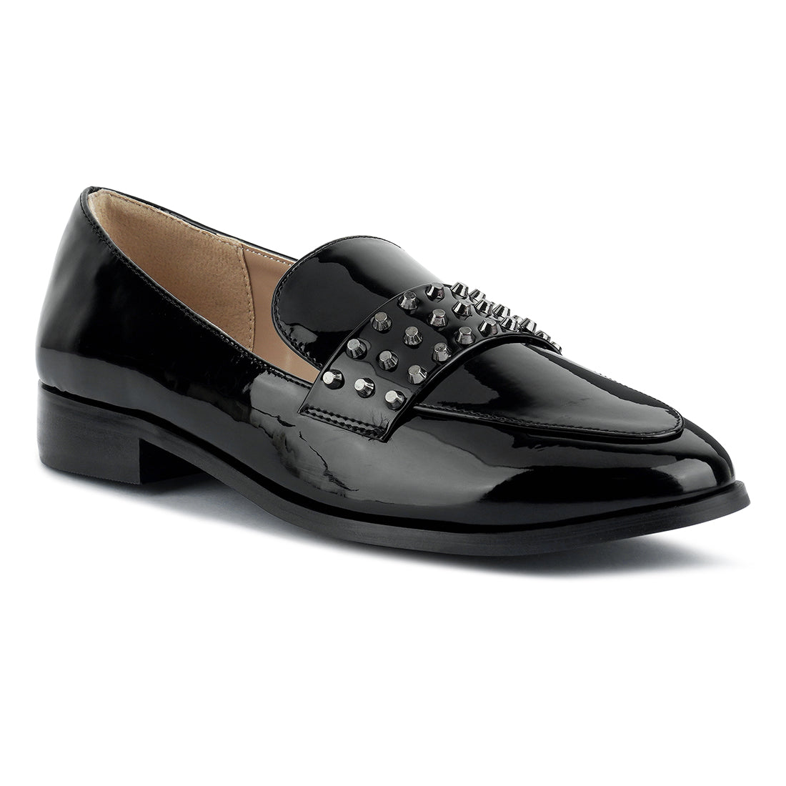 Semicasual Stud Detail Patent Loafers