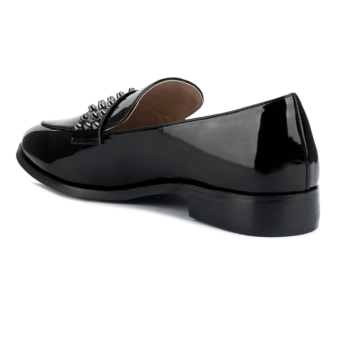 Semicasual Stud Detail Patent Loafers