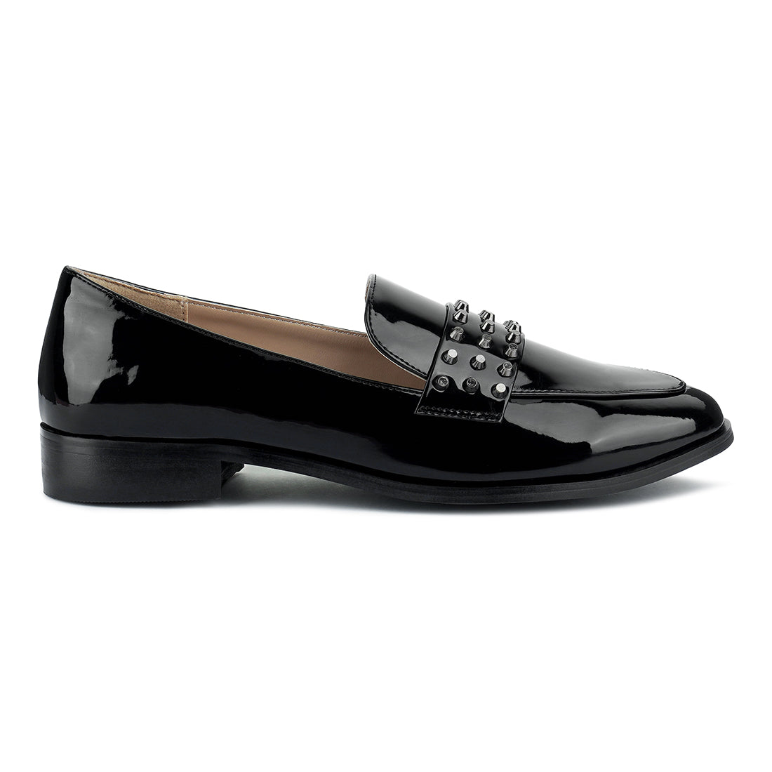 Semicasual Stud Detail Patent Loafers