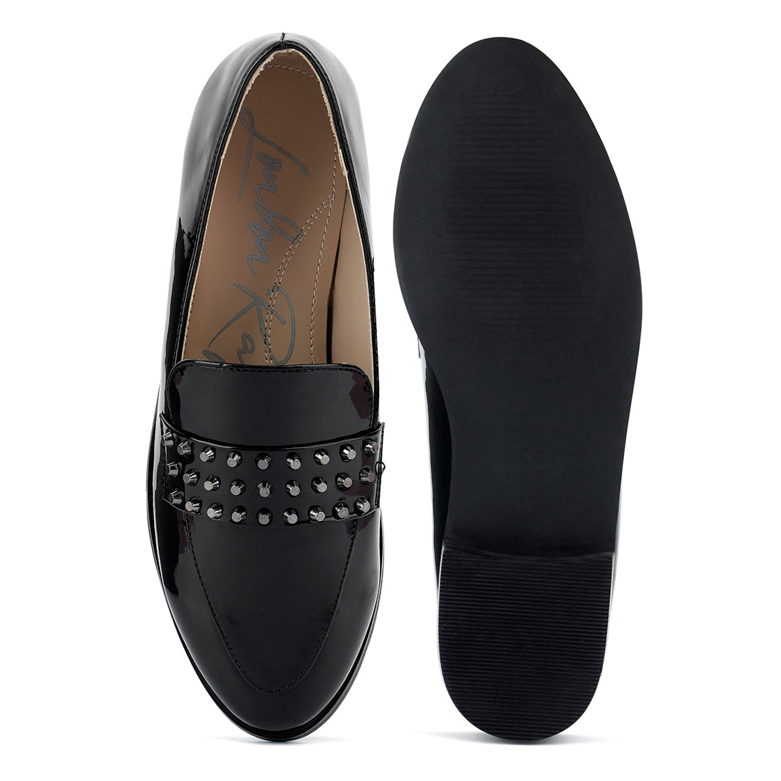 Semicasual Stud Detail Patent Loafers