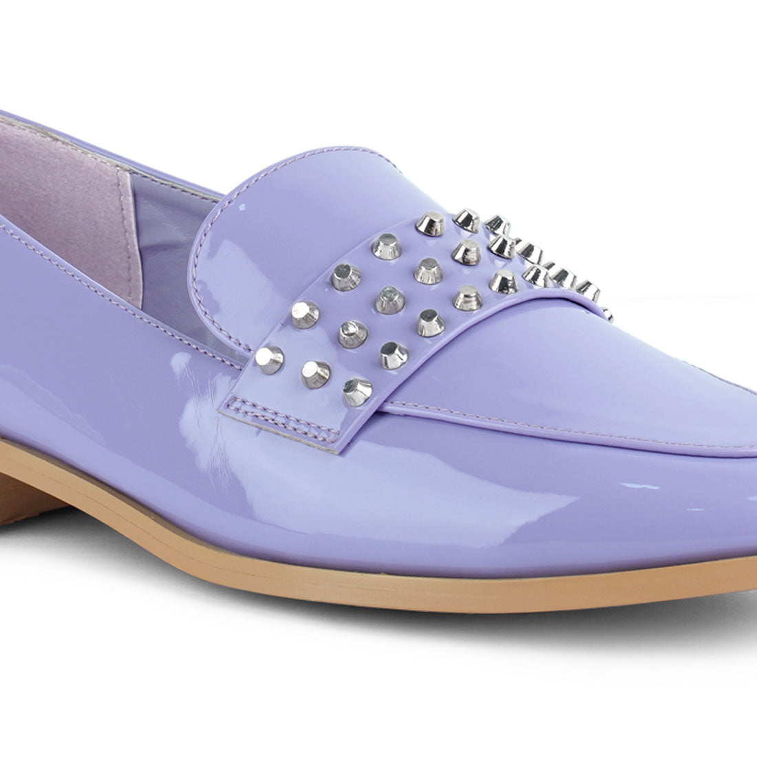 Semicasual Stud Detail Patent Loafers