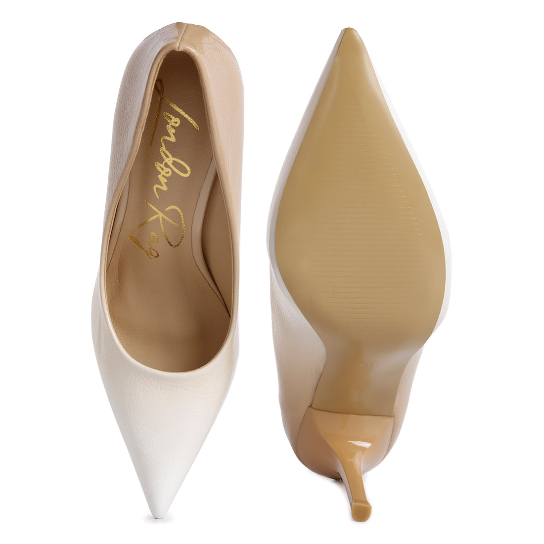 ombre mid heel pumps#color_beige