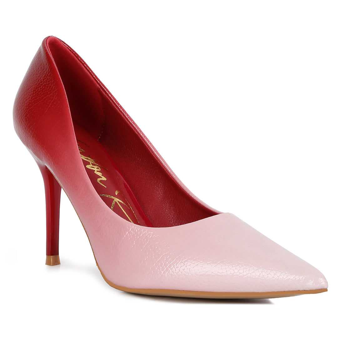 ombre mid heel pumps#color_red