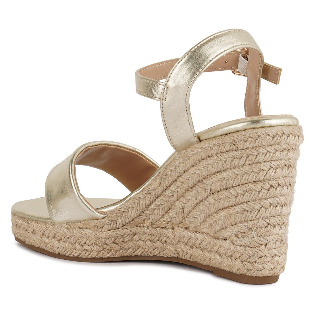 Gold Handcrafted Sandals with a High Wedge Heel