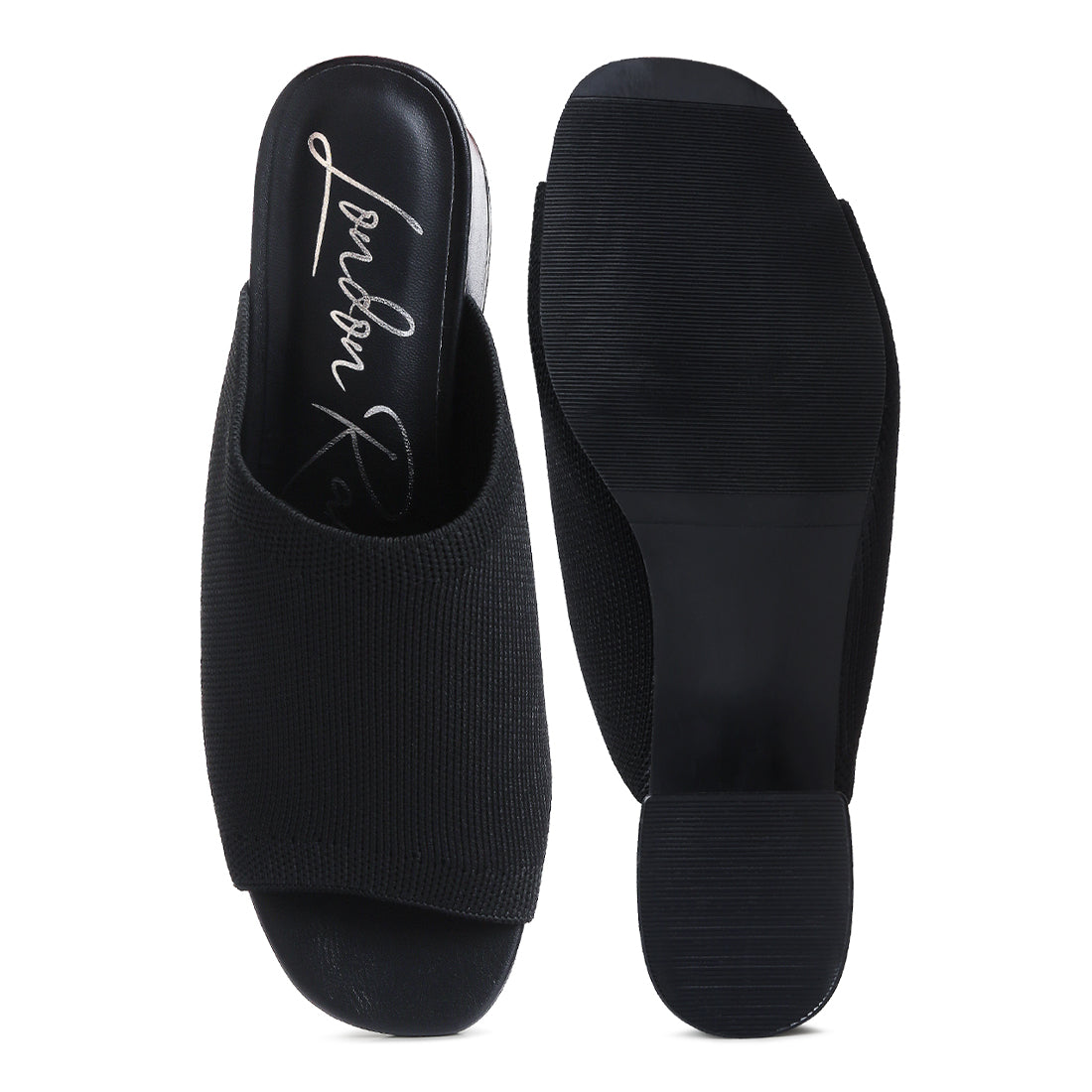 knitted round toe sandal#color_black