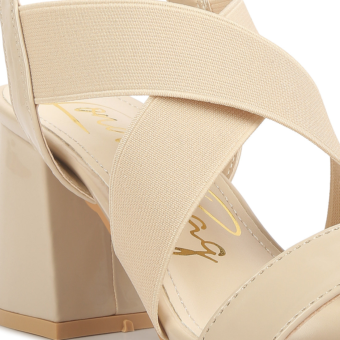 elastic straps block heel sandals#color_beige
