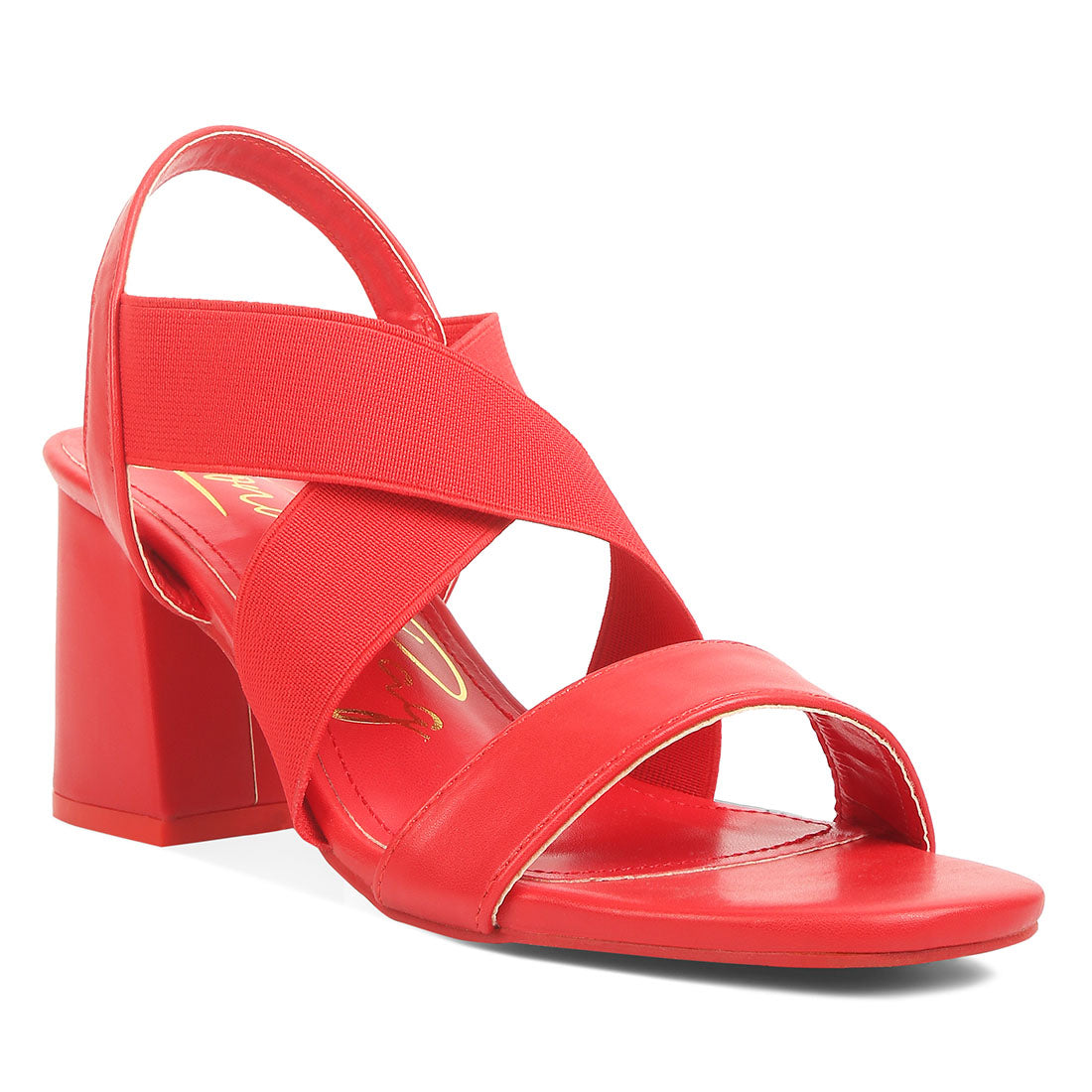 comfortable straps block heel sandals#color_red